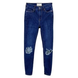 FREE PEOPLE Distressed Skinny Slim Jeans Denim